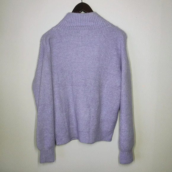 Nine West Lavender 1/4 Zip Ribbed Knit Oversized Pullover Sweater Size Small - Picture 5 of 14